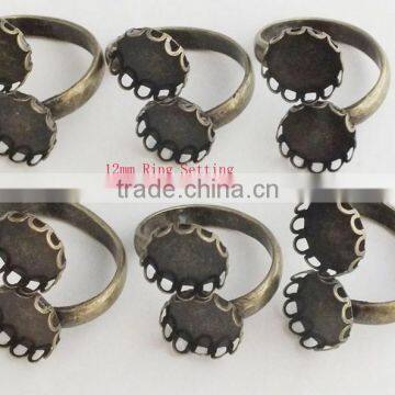 12mm ring setting !! Bronze 12mm 2 blanks for jewelry 100pcs for sale