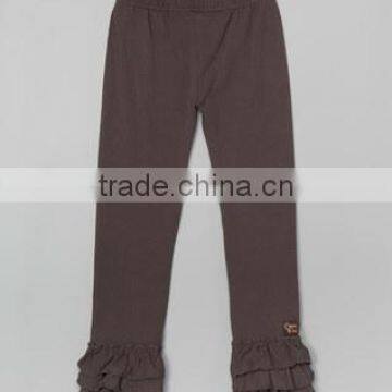 Bulk Wholesale cheap infant girls cotton solid color ruffle baby girls cotton long pants