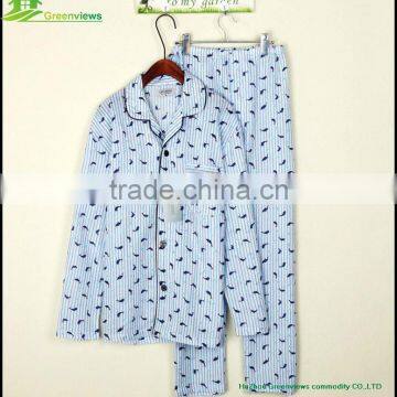 Selling top quality cotton mens nightwear pajamas ,shawl collar style cotton men's nightwear GVBS0005