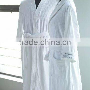 luxury stripe cut velvet bathrobe for 5 star hotels