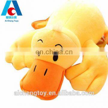 plush toy dongguan factoty lie prone big yellow duck plush pillow