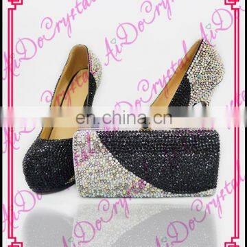 Aidocrystal 2016 New Ladies Matching Shoe And Bag Set fashion black and white style