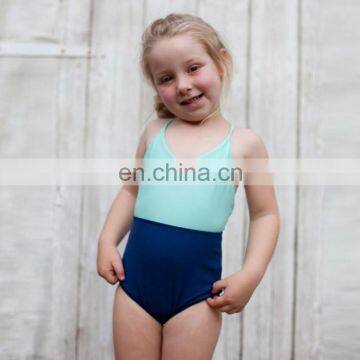 soft fabric high quality girls swimsuit one piece tie back little girls swimwear kids