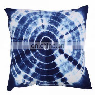 Indian Hand Printed Indigo Blue Tie Dye Shibori Print Cushion Cover Pillow Case