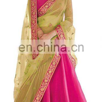Wedding Wear Stylish Lime Yellow Color Lehenga Choli + Bottom Pant Style Anarkali Suits Dress Material 2017 photo-3