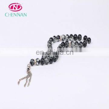 33 black and silver round plastic islamic rosary beads with cheap price