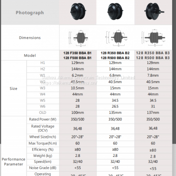Aikema 128SX Powerful Rear Wheel Hub Motor for ERoad,eUrban,eMTB,eCargo photo-2