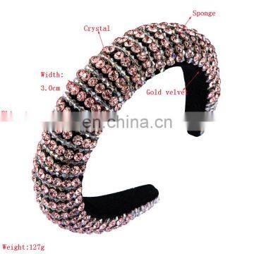 Gorgeous Full Crystal Designer Headband Luxurious Hand Made Rhinestone Thick Sponge Hair Hoop Bridal Wedding Hair Accessories