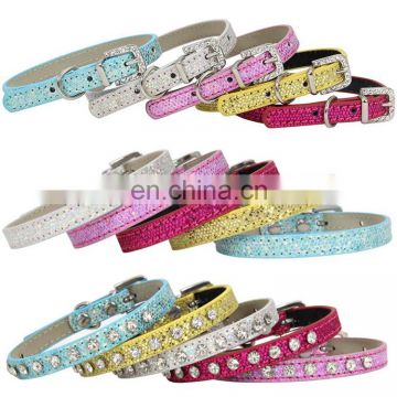 Western style wholesale creative glitter fabric dog collar diamond with leash