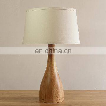 Ad CE Rosh TUV Contemporary Wood Wooden Table Lamp With White Square Drum Fabric Shade Hot Selling Lights Coffee Table