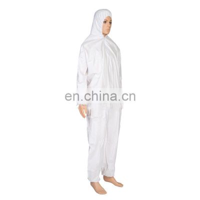 Disposable Coveralls Polypropylene Elastic Wrists Particulate Protection Zipper Front Closure White Disposable Coverall