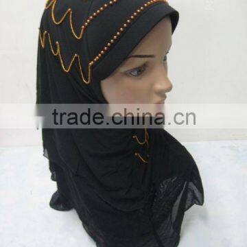 A536 Popular gorgeous Beaded SCARF Muslim HIJAB