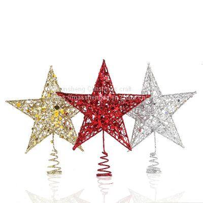 Five-pointed Star Iron Ornaments Tree Top Star Sequins Vertical Five-pointed Star Christmas Decoration Supplies