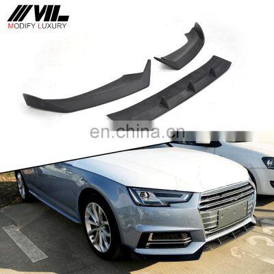 3PCS/SET fiberglass front lip spoiler for audi A4 B9 SLINE S4 Sedan 4-Door 17-18