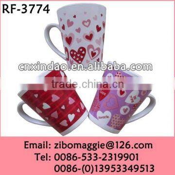 2016 Popular Beautiful Valentine's Print Wholesale Price Ceramic Promotion Soup Cups