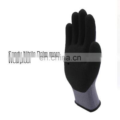 15G Nylon Safety Grip Working Gloves Breathable Micro Foam Nitrile Coated Gloves With Reinforced Thumb For Warehouse Automotive