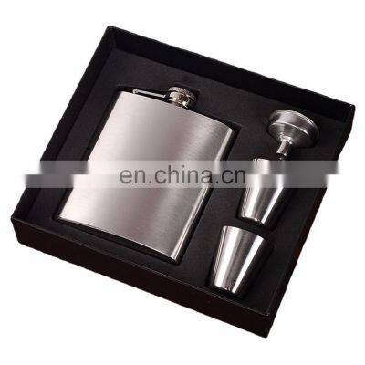 7oz Liqours Flask Gift, Set Stainless Steel Custom Logo Travel Flask Matte Black Men Flagon Whiskey Alcohol Hip Flask/