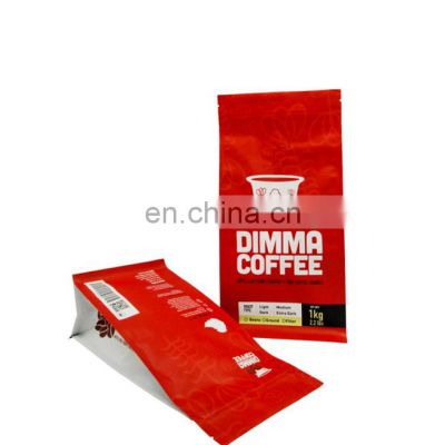 Custom printing ziplock one way degassing valve flat bottom bag for coffee packaging