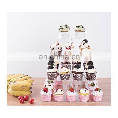 Acrylic Clear 4 Tier Cake Stand Wedding Cake Dessert Display Square photo-3