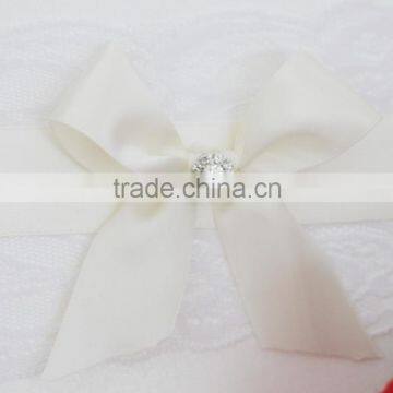 Ribbon Bow Embellished Wholesale Ivory Lace Wedding Invitations photo-6