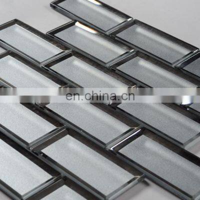 Home Decor Kitchen Wall Beveled Mirror Aqua Grey Glass Mosaic Tile photo-4