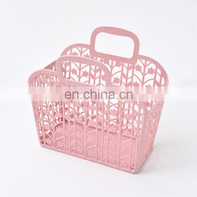 Factory wholesale Rectangle home plastic basket Portable shower Bath toy organizer storage basket