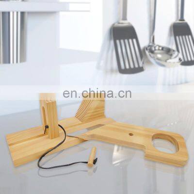 Bamboo Sausage Cutter Slicer Durable Rubber Tree Wood With Stainless Steel Blade photo-5