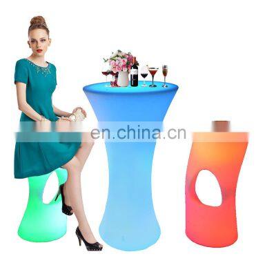 round LED table and chairs /night club home bar furniture glowing decoration chair bar led waterproof plastic led stool chair