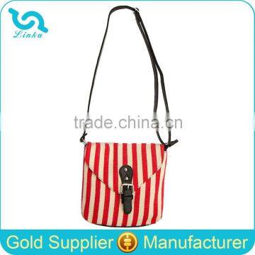 Stylish Canvas Red White Blue Stripe Bag Stripe Women Shoulder Bag