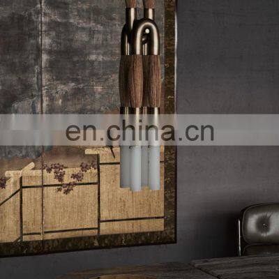 Hot Selling Metal Brass Light Living Room Hotel Ceiling Home Decoration Lighting Horsehair Pendant Lighting photo-2