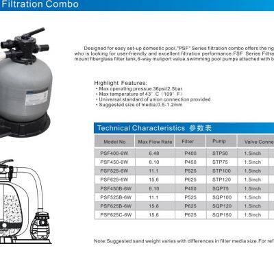 Multi Function 6 Port Valve Fiberglass Top Mount Sand Filter With Pump Combo Sand Filter Pump Swimming Pool photo-6