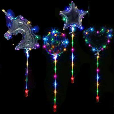 Transparent Glow in the Dark Luftballon Bobo Balloons clear Pvc Led Ballon Wide Mouth with Stick and Handle Globos Balloons