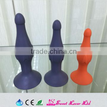 2016 NEW Top quality colorful 3 sizes silicone long butt plug male masturbation sex toy for man