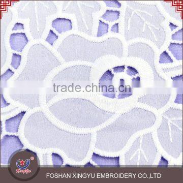 Fashion 130CM White Water Soluble 100% Polyester Chiffon Embroidery Lace Fabric photo-3