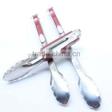 Logo-custom stainless steel kitchen tongs with Sliding Rings 9" No Magnatic Kitchen stainless steel mini serving tongs