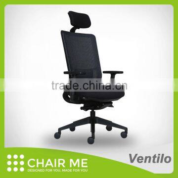 Black Backrest, Black Mesh, Black Seat Office Mesh Chair with Adjustable Armrest and 3D Headrest and Nylon Base
