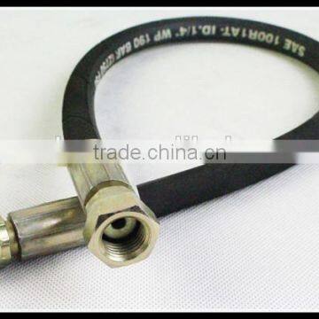 Wire braid hydraulic hose assembly rubber