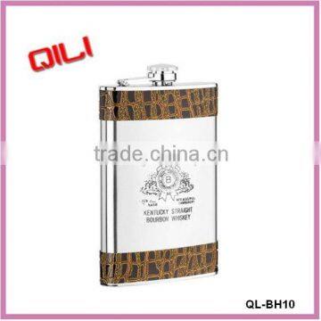 9oz Leather Covered Hip Flask/whisks Hip Flask/cocktail Hip Flask