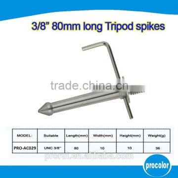 stainless steel tripod ground spikes with UNC 3/8'' tripod replacement 80mm foot spikes for common camera tripod