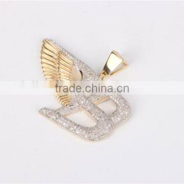 Factory Custom Hip Hop Pendant Necklace B Shap Pendant 925 Silver or k Gold photo-2