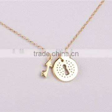 Wholesale Fashion Silver Lock and Key Pendant 925 Solid Silver Gold Plated Necklace photo-5