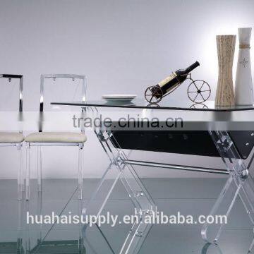 X design rectangle clear acrylic dining table and chairs