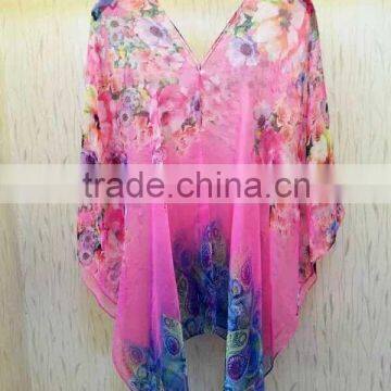 New arrival 2016 Lady Big Flora Printed Beach Sarong Pareo with 5 colors