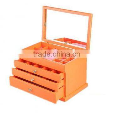 Chinese wholesale antique wooden jewellery box,makeup box with mirror, box for Jewelry for women