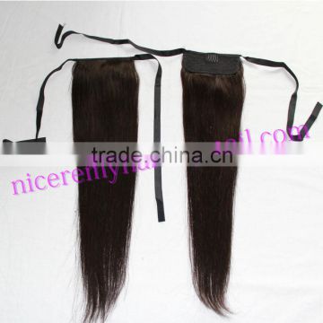 silk straight brazilian drawstring hair pieces