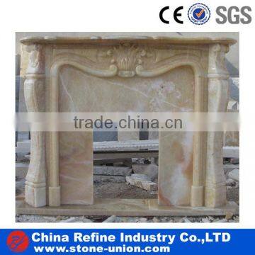 Yellow Onyx Carved Fireplace for Sale