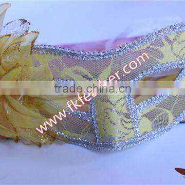 Party Supplies Birthday Yellow Plastic Halloween Mask With Artificial Flower photo-2