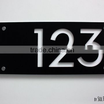 Modern House Numbers,Rectangle Black & White Plaque - Door Number sign