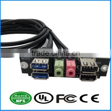 Dual USB3.0+USB2.0+HD AUDIO I/O Cable Mainboard Panel Mount PC Box Cable