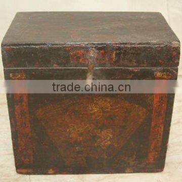 Old Chinese Antique Painted Wooden Storage Chest